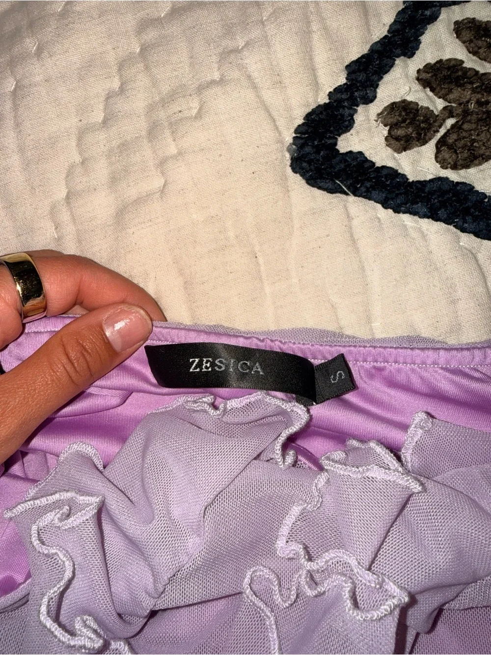 Lilac Ruffle Mesh Slip Dress - Picture 5 of 6